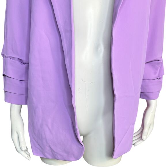 nicole by Nicole Miller Stretch Crepe Blazer with Ruched Sleeves Liliac Small - Picture 8 of 13